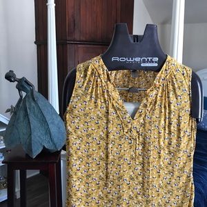 Sleeveless Yellow Floral Blouse